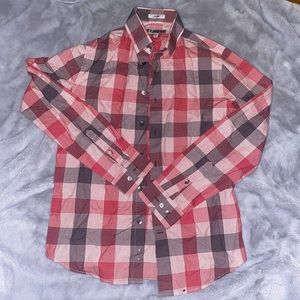 Express Red/Black Plaid Button Down Shirt Size S